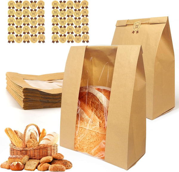 WNSIRVY 30 Pack Large Bread Bags for Homemade Sourdough Bread - Kraft Paper