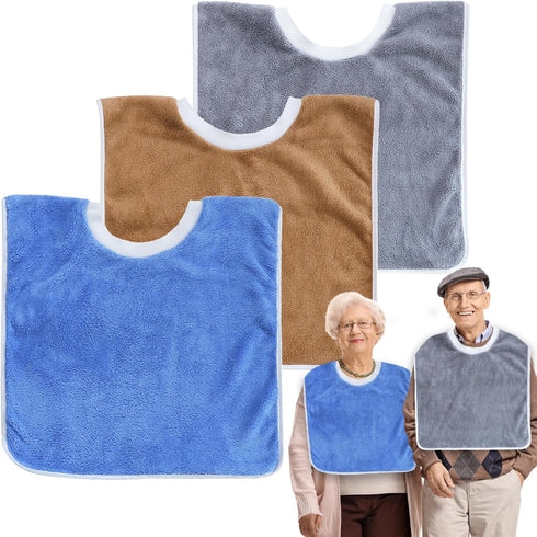 MatFirsmo Adult Bibs for Women and Men, 3 Pack Washable and Reusable Terry