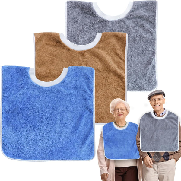 MatFirsmo Adult Bibs for Women and Men, 3 Pack Washable and Reusable Terry