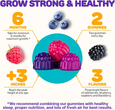 Gummies K2 60 Height Growth for Kids - Growth Vitamins for Teens, Height Increase Multivitamin for Boys & Girls