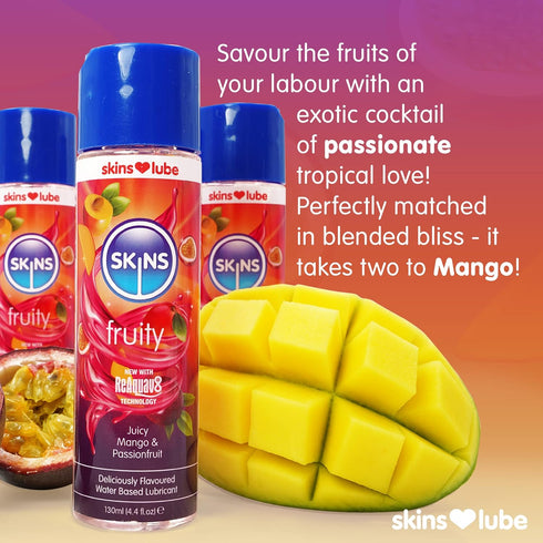 ReAquav8 4Oz SKINS Mango & Passionfruit Flavoured Lube with Technology Water Based lube with Mango & Passionfruit