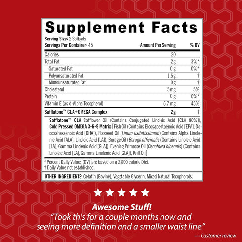 iSatori Ultra CLA - Omega 3 6 9 Safflower Oil Fish Oil Conjugated Linoleic Acid - Stimulant Free Dietary Supplement for