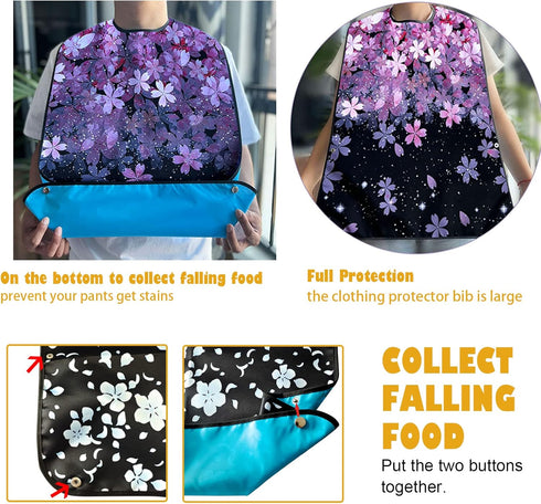 VOPHIA Reusable Waterproof Bib for Women with Crumb Catcher - Adult Size