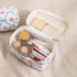 Large Quilted Makeup Bag for Women and Girls, Cute Floral Cotton Cosmetic Bag, Aesthetic Toiletry Bag (01Pink Bows)