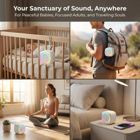 Quxanthyll 26 9 Portable Sound Machine for Baby Sleep, White Noise Sound Machine, Color, Timer & Memory Function White
