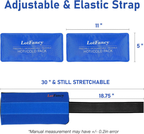 LotFancy Reusable Ice Packs for Injuries, 2 Gel Packs Wrap for Hot Cold Therapy, Knee, Neck, Ankle Pain Relief