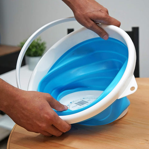Silicone Collapsible Folding Gallon Bucket, 2.65 Gallon Capacity, Blue, Portable and Space-Saving