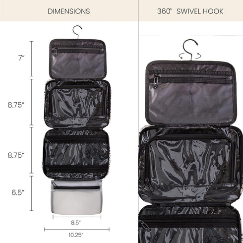 Jadyn Hanging Toiletry Bag, Expandable Water Resistant Organizer for Women, Large Travel Cosmetic Bag