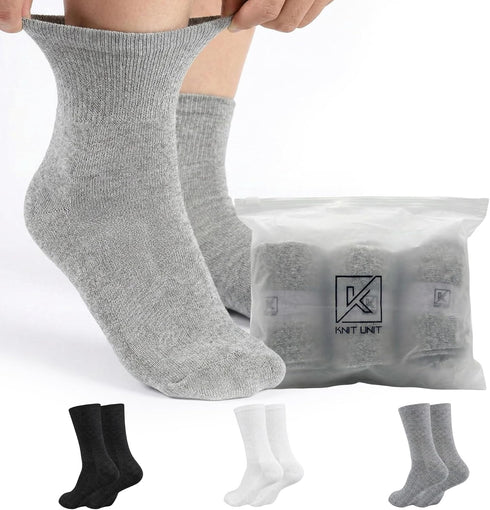 Knit Unit 6 Seamless Ankle Diabetic Socks for Women & Men, Pairs Wide Non Binding Quarter Edema Neuropathy for Swollen