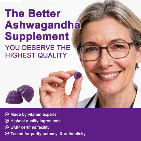 NUTRAGOGO Gummies D3 Gummies Free)-2 Pack Ashwagandha & Vitamin Organic Aswangdha Supplement for Improve Sleep, Stress