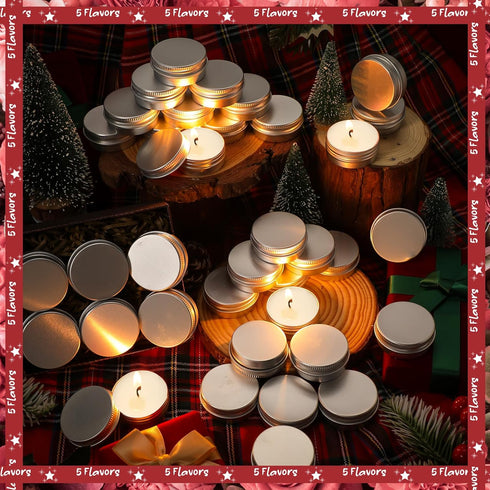 MTLEE 50 Pcs Wedding Scented Candles Gift Travel Tin Candle Aromatherapy Candle for Christmas Winter Baby Shower Favors