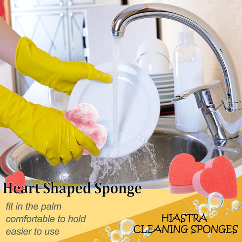 Heart Shaped Non-Scratch Scrub Sponge, Dual-Sided Cleaning Kitchen Sponge and Scrubber for Washing Dishes, Pots & Pans and Household Cleaning Supplies, 20 Pcs Scrubbing Sponges by HIASTRA