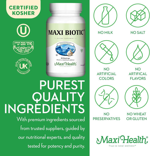 Maxi Health - Maxi Biotic Aged Garlic Extract Capsules, 90 Count, Kyolic Garlic Supplement with Spirulina