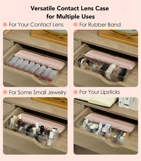P-80 Daily Contact Lens Organizer with Remover & Tweezer, Disposable Lens Dispenser, Clear Plastic Box for All Brands