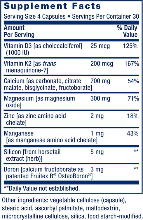 Life Extension Bone Restore + Vitamin K2 - 120 Capsules, Vitamins & Minerals for Bone Health, Non-GMO, Gluten-Free