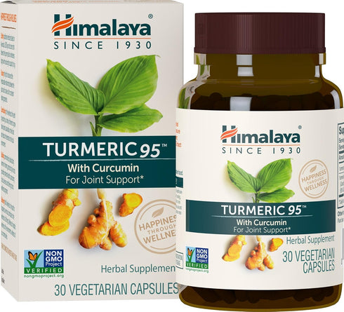 Himalaya Turmeric 95 Supplement with Curcumin, Joint and Muscle Support, 600 mg, 30 Capsules