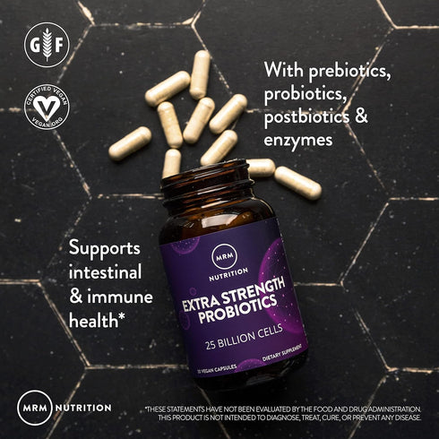 MRM Nutrition Extra Strength Probiotics, 25 Billion Cells, 30 Servings for Intestinal & Immune Health