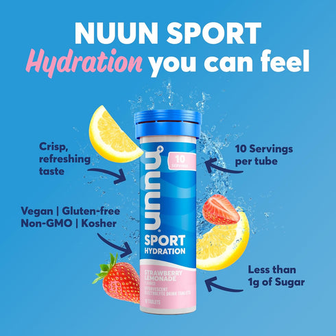 Nuun Sport Electrolyte Drink Tablets, Strawberry Lemonade, 10 Count, Pack of 8