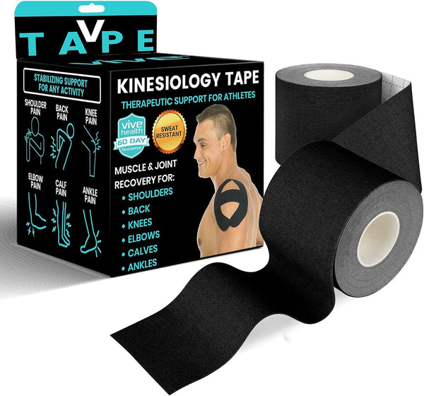 Vive Kinesiology Tape (16.4 Feet) - Therapeutic Athletic Support Tape for Muscle and Joint Recovery, Waterproof