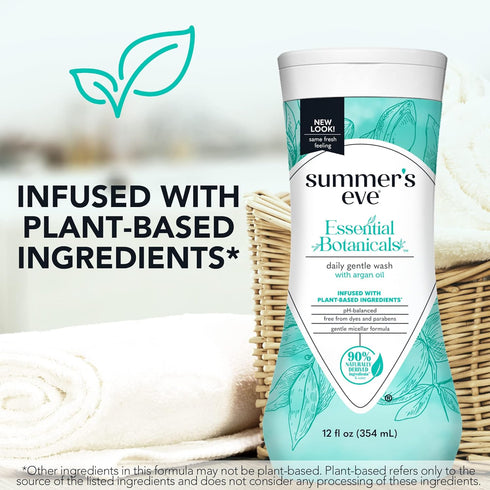 Summer's 12 Oz (Pack 2) Eve Essential Botanicals All-Over Daily Feminine Wash with Argan Oil, Gentle pH-Balanced Body