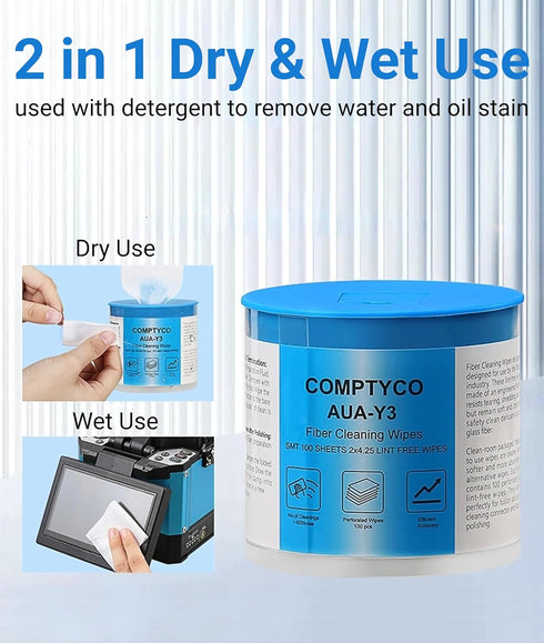 100 Pcs Optical Fiber Wipes, Clean Wipes for Fiber Optics, Dust and Lint Cleaning Paper for Equipment