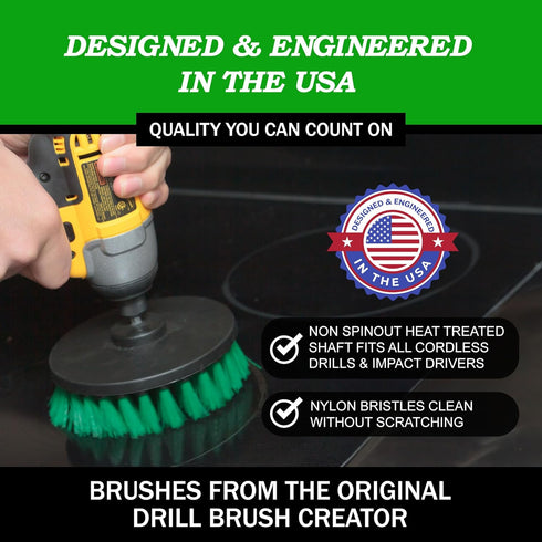 Set Set- Kitchen Drill Brush - Drill Powered Cleaning Tools for Stainless Steel Sink, Copper Sink, Stove Top, Oven