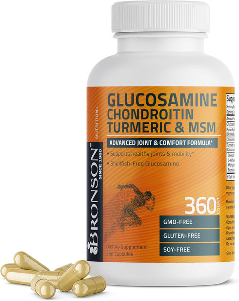 Bronson Glucosamine Chondroitin Turmeric & MSM - Advanced Joint & Cartilage Formula, Supports Healthy Joints, 360