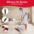 Set 51" Broom with Dustpan Combo and Silicone Air Broom Kit, Long Handle Floor Squeegee, Red Household Kit for Glass