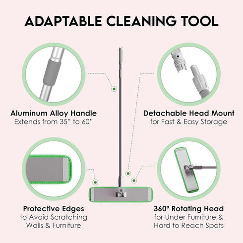 Turbo Microfiber Mop Floor Cleaning System, 18-inch Dust Mop with 4 Reusable Pads for Hardwood and Tile