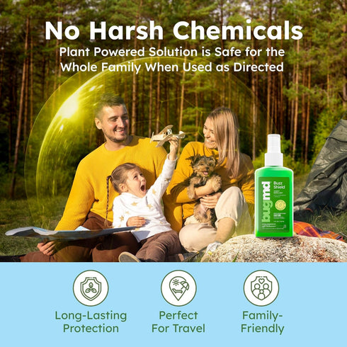 BugMD Buzz Shield (2-Pack), Mosquito Repellent Outdoor Spray, DEET Free Bug Spray for People