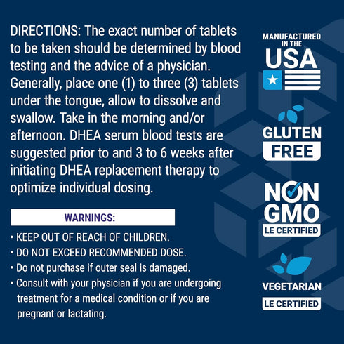 Life Extension DHEA 100 Dissolve-In-Mouth Tablets, 25 mg for Hormone Balance, Immune Support & Anti-Aging