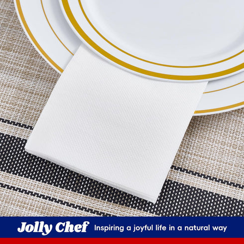 JOLLY CHEF 400 Pack Disposable Paper Napkins, Soft 2-Ply White Paper Hand Towels for Events