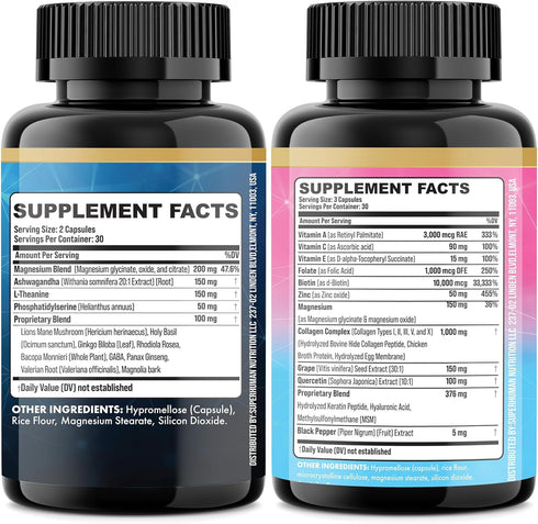 Set, Shining Serenity Cortisol Support with Ashwagandha, L-Theanine, Magnesium, Lions Mane, GABA, Bacopa Monnieri