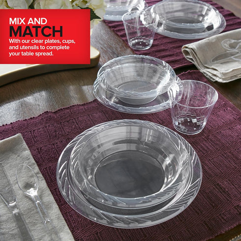 120 Pack 12 oz Elegant Clear Plastic Bowls for Parties, Small Disposable Bowls for Soup, Salad, and Fancy Dinner