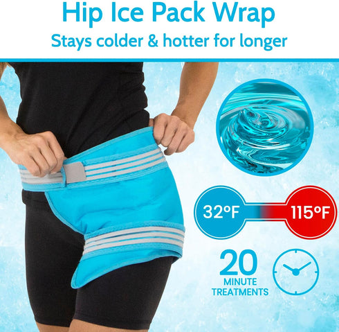 Arctic Flex Hip Ice Pack Wrap - Pain Relief for Hip Bursitis, Flexor & Replacement - Cold & Hot Therapy, Reusable Gel