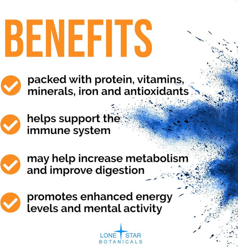 Organic Blue Spirulina Powder - 100% Pure Superfood Blue-Green Algae, 60 Servings, Natural Food Coloring for Smoothies