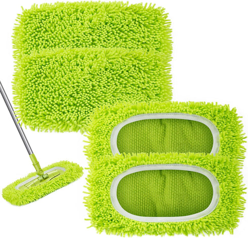 Reusable Microfiber Dry Sweeping Cloths, 4PCS Compatible with Swiffer Sweeper Mop for Hardwood Floor Cleaning