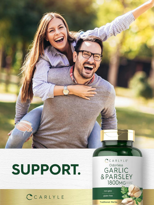 Carlyle Odorless Garlic & Parsley 1800mg - 200 Softgels, Non-GMO, Gluten Free Supplement