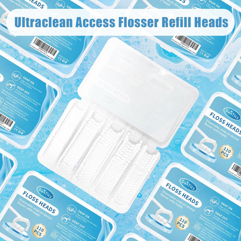 Ultraclean Access Flosser Refill Heads, Snap-On Dental Flosser Refill Heads for Proper Oral Care & Hygiene, 110PCS