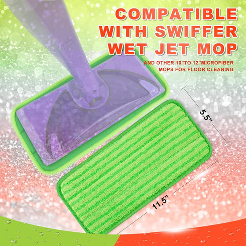Reusable Mop Pad Compatible with Swiffer WetJet Mop, 4 Pack Microfiber Refill Pads for Floor Mopping and Cleaning, Wet