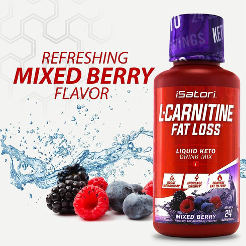 iSatori L-Carnitine 1500 Liquid with Acetyl L-Carnitine, Stimulant Free Energy, Keto-Friendly, Mixed Berry Flavor (24