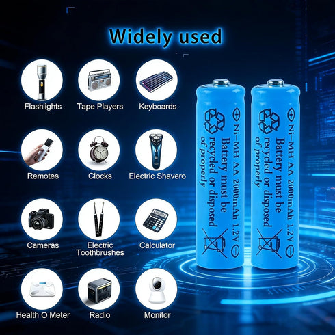 Svenirven 4 Pack 1.2V 2000mAh Rechargeable AA Battery NiMH Double A Batteries Pre-Charged Low Self Discharge for Solar