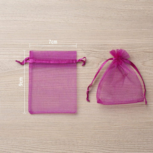 MOTYAWN 100 PCS Rose Red Organza Bags, Sheer Drawstring Gift Bags for Wedding Party and Christmas Favors