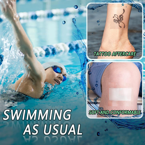50 Pieces Transparent Waterproof Shower Patch Adhesive Bandage, 4 x 5 Inch Protective Film Dressing
