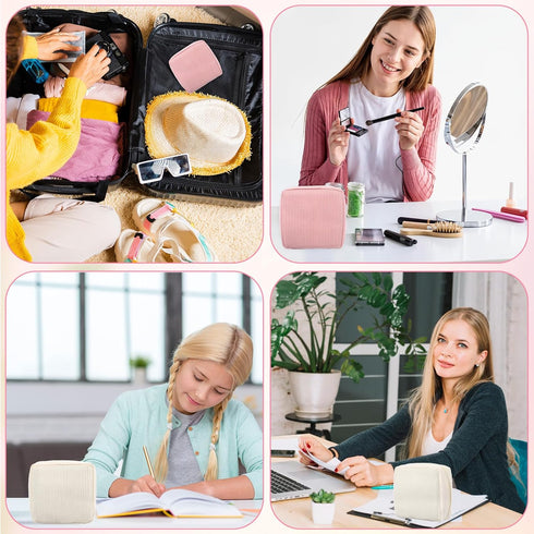 JIEYAO 2Pcs Corduroy Sanitary Napkin Storage Bag, Portable Period Bag for Women, Cute Period Pouch Soft Menstrual Cup