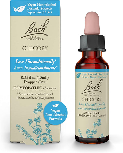 Bach Original Flower Remedies, Chicory for Unconditional Love, Natural Homeopathic Flower Essence, Vegan, 10mL Dropper