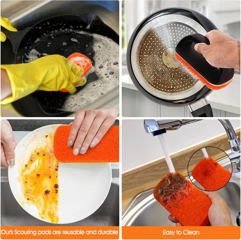 Upgraded 6-Piece Griddle Cleaning Kit for Blackstone, Heavy-Duty Non-Scratch Scouring Pads for Kitchen