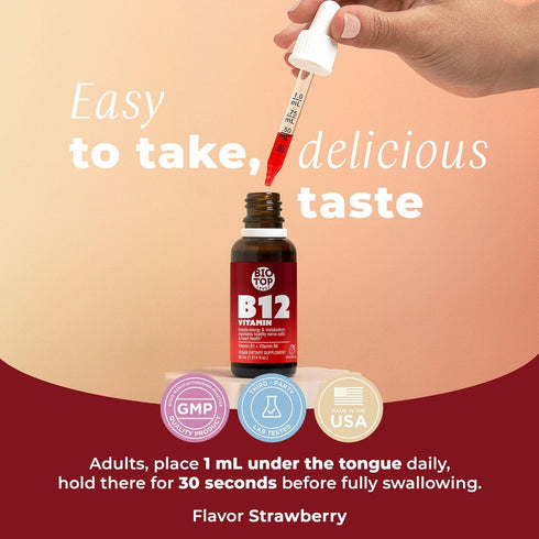 Vitamin B12 Sublingual Liquid Drops - 5000 mcg - Plus B1 & B6 for Brain Cells & Energy Support