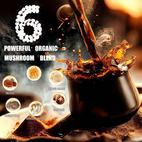 IBetIt 6 Immunity,30 Organic Mushroom Coffee with Adaptogenic Mushrooms(Cordyceps, Reish, King Trumpet, Shitake, Turkey