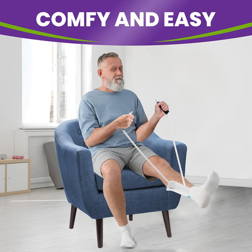 MARS WELLNESS Deluxe Sock Aid Donner, 31" Adjustable Cords, Foam Grip Handles, Sock Helper for Seniors, 1 Pack